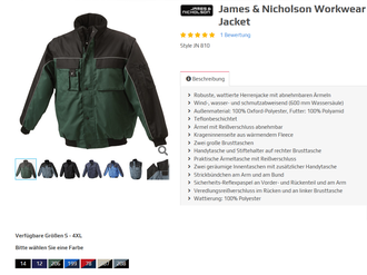 James & Nicholson Workwear Jacket  Style JN 810